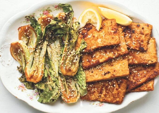 Miso-Mustard Tempeh With Roasted Baby Bok Choy