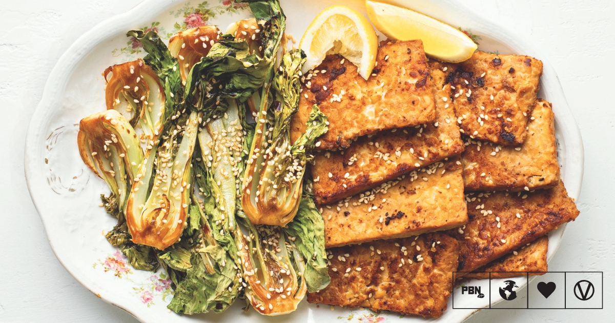 Miso-Mustard Tempeh With Roasted Baby Bok Choy
