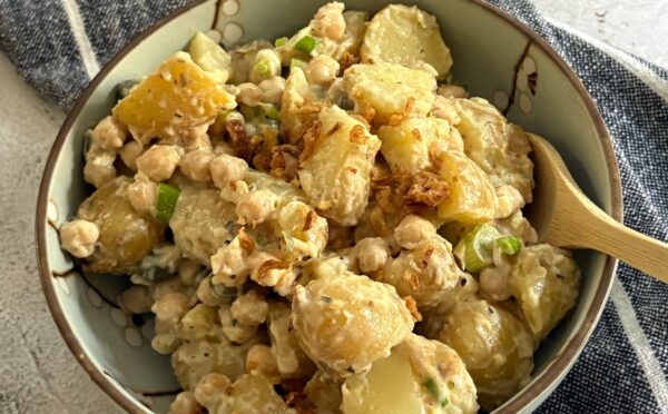potato chickpea salad with a hummus dressing