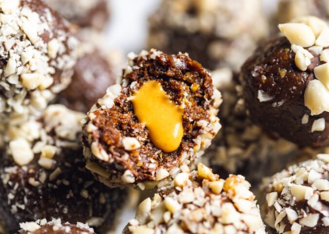 Vegan "Snickers" protein balls for vegan energy ball recipes