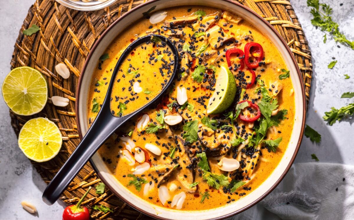vegan spiced mushroom and peanut ramen