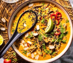 vegan spiced mushroom and peanut ramen