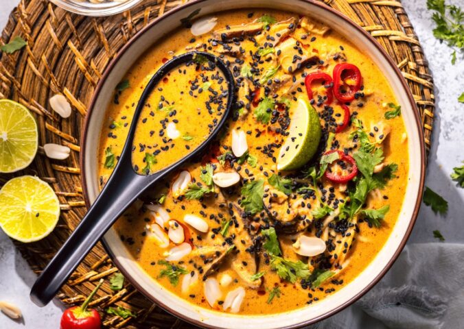 vegan spiced mushroom and peanut ramen