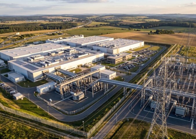Photo shows a large, sprawling datacenter. According to new analysis, just two of the UK’s planned AI datacenters will emit more carbon than ExxonMobil, the second-largest fossil fuel company in the world