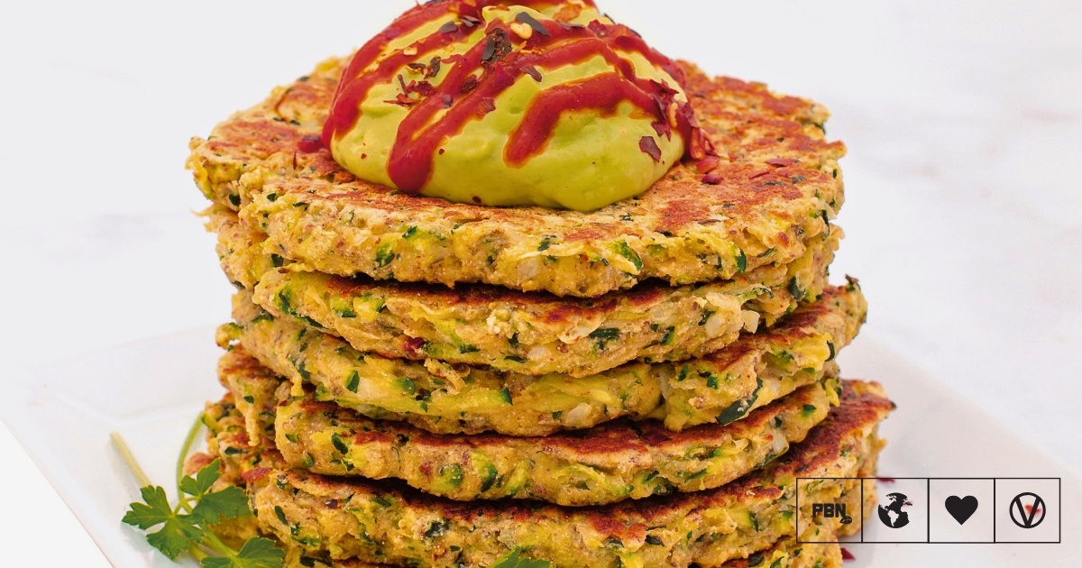 Quick And Crispy Zucchini Fritters With Avocado Crema
