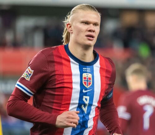Photo shows professional footballer Erling Haaland, who has said that he "truly admires" cows and would like to retire to a farm one day