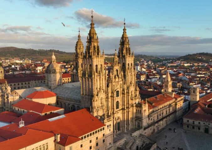 Photo shows a skyline view of the famous Cathedral of Santiago de Compostela in Santiago, the capital city of Galicia, Spain. Galicia has announced an €805 million (USD $899) investment in biotechnology, including alternative proteins, over the next five years