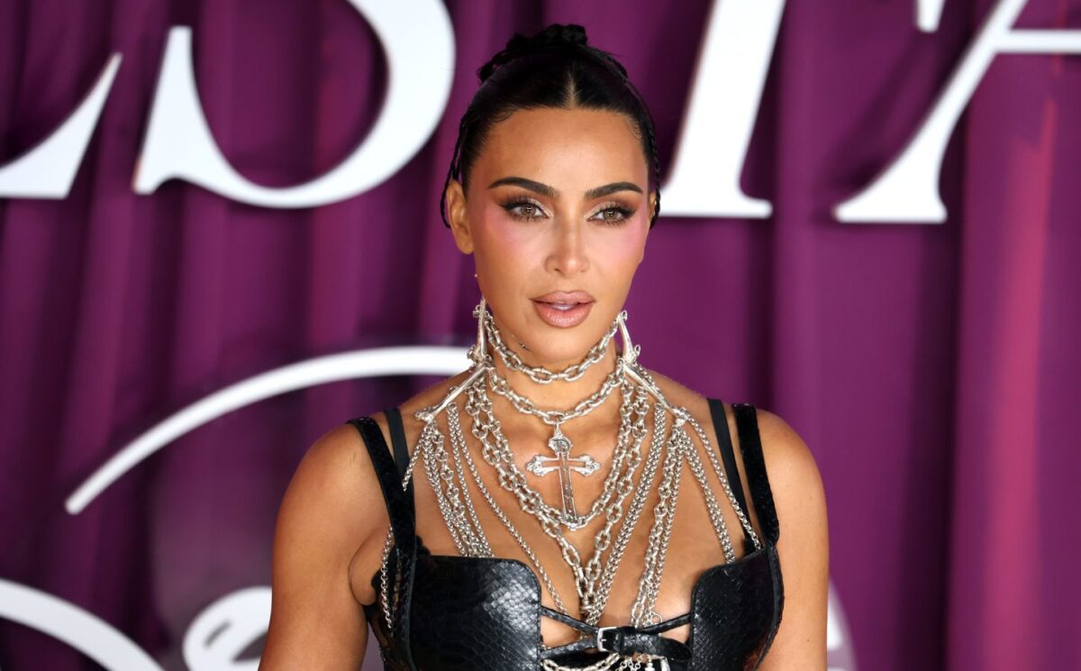 Photo shows Kim Kardashian, who recently said that she goes “off and on” being vegan during a conversation with Jimmy Kimmel