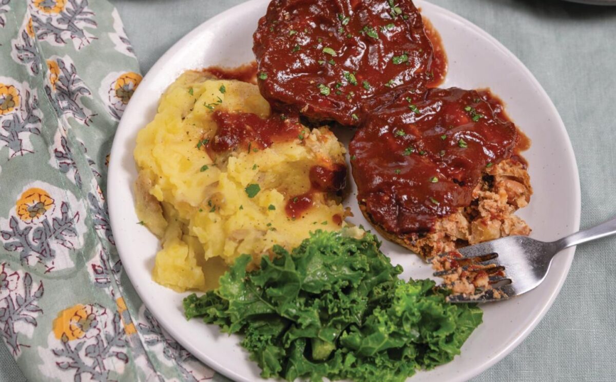 Muffin Tin Meatloaf With Ketchup Gastrique And Mashed Potatoes