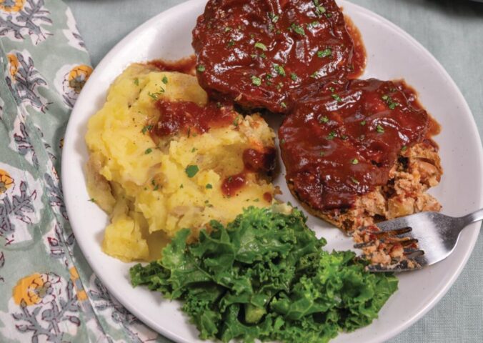 Muffin Tin Meatloaf With Ketchup Gastrique And Mashed Potatoes