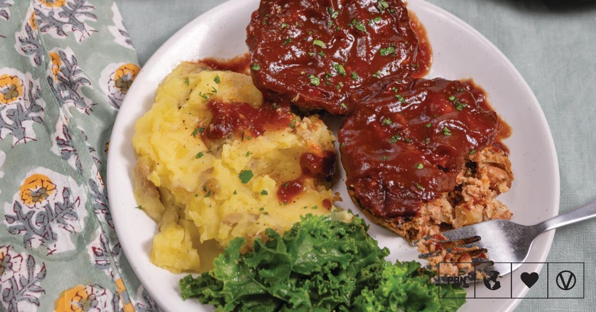 Muffin Tin Meatloaf With Ketchup Gastrique And Mashed Potatoes